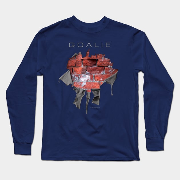 Torn Brick Wall Hockey Goalie - hockey player Long Sleeve T-Shirt by eBrushDesign